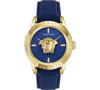 Versace VESN00322 V-Code Palazzo gold blau Leder Armband Uhr Herren NEU