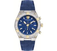Versace VESO00322 Sporty Greca Chronograph silber gold blau Leder Herren Uhr NEU