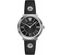 Versace VEVE01321 Glamour Lady silber schwarz Leder Armband Uhr Damen NEU