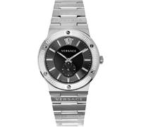 Versace VEVI00720 Greca Logo schwarz silber Edelstahl Armband Uhr Herren NEU