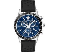 Versace VEZCA0124 Sport Chrono schwarz blau silber Leder Herren Uhr NEU