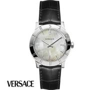 Versace VQA050017 Acron Lady perlmutt weiss silber schwarz Leder Damen Uhr NEU