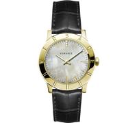 Versace VQA060017 Acron Lady perlmutt weiss gold schwarz Leder Damen Uhr NEU
