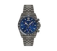 Versace Armbanduhr Herren Greca Chrono Wave VE0H00625 – Chronograph Edelstahlband Anthrazit/Blau