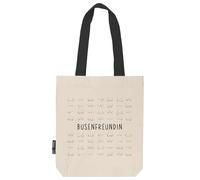 verschenkich | Busenfreundin Twill Bag | Stoffbeutel bedruckt | Canvas | Fairtrade Bio- Baumwolltasche | Geschenkidee für die liebste Freundin BFF (2.0 | Natur mit schwarzen Henkeln)
