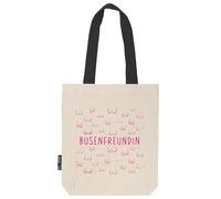 verschenkich | Busenfreundin Twill Bag | Stoffbeutel bedruckt | Canvas | Fairtrade Bio- Baumwolltasche | Geschenkidee für die liebste Freundin BFF (1.0 | pink mit schwarzem Henkel)