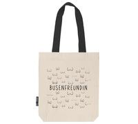 verschenkich | Busenfreundin Twill Bag | Stoffbeutel bedruckt | Canvas | Fairtrade Bio- Baumwolltasche | Geschenkidee für die liebste Freundin BFF (1.0 | natur mit schwarzen Henkeln)