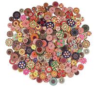 Verschiedene Knöpfe, 300 Stück Holzknöpfe, verschiedene Farben, Vintage-Handwerk, 15/20/25 mm, runde Form, 2 Löcher, zum Basteln, DIY, Hochzeit, Dekoration, Nähen, Kleidung