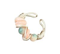 Verschlungene Naturstein-Perlenringe, verstellbare Größe, stilvoller geometrischer Wickelschmuck für Frauen, One Size, Wie beschrieben, Wie beschrieben