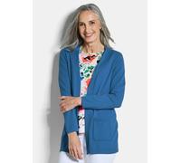 Strickjacke GOLDNER "Elegante Strickjacke mit Kaschmir", Damen, Gr. 42, blau, Obermaterial: 95% Baumwolle CO. 5% Kaschmir WS., gerade, Strickjacken Strickjacke, mit Kaschmieranteil (73424144-42) blau