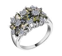 Versilberung Farbe Cubic Zirkonia CZ Blumen Statement Ringe Schmuck Edelstein Ring für Frauen Größe 6-10