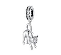 Verspielte Katze Charms 925 Sterling Silber Nette Haustier Charms Anhänger Fits Pandora Charms Armband Halskette für Frauen