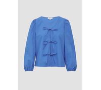 Verspielte Popeline-Bluse mit Schleifen und Puffärmeln 38 blau 2166920.5513.38