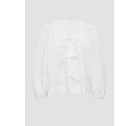 Verspielte Popeline-Bluse mit Schleifen und Puffärmeln 46 weiß 2166920.0100.46