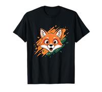 Verspielter Woodland Fox Head für Kinder Anime-Stil T-Shirt
