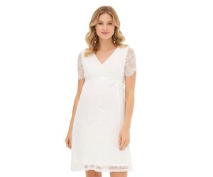 verspieltes Damen Hochzeitskleid Umstands-Kleid mit Still-Funktion kurzes Braut-Kleid 975080 Weiß 32/34