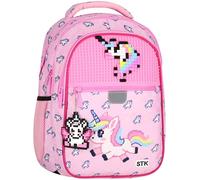 Verstärkter Mädchen-Schulrucksack mit Reflektoren, 4 Fächer, 24 l (Einhorn)
