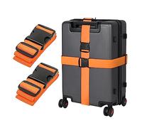 Verstellbare Gepäckgurte mit Schnalle, elastischer Gürtel, Kreuzkoffer, Reise, Riemen für Koffer, Befestigung für sicheren Verschluss, 2 Stück (Orange)
