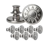 Verstellbare Hosen Ersatz Knöpfe, 8 Pack, Ø 17 mm Messing Jeansknöpfe, Silber-farben, Hosenbund jederzeit einstellbar, Hose enger weiter machen, Jeansknopf stecken, Jeans Knopf mit Pin, Hosenknöpfe