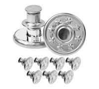 Verstellbare Hosen Ersatz Knöpfe, 8 Pack, Nickel-frei, für Allergiker, Ø 17 mm Messing Jeansknöpfe, Silber-farben, Hosenbund jederzeit einstellbar, Jeans enger weiter machen, Hosenknöpfe mit Pin Knopf