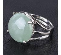 Verstellbare Offene Ringe Für Frauen,Damen Verstellbarer Offener Ring Vintage Runder Naturstein Grüner Aventurin Offener Ring Verstellbar Geeignet Für Abschlussball, Muttertag, Geburtstagsgeschen