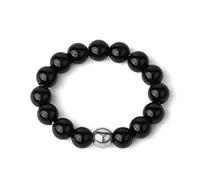 Verstellbare Offene Ringe Für Frauen,Verstellbarer Damenring Im Europäischen Stil 4 Mm Elastisches Seil Naturstein Schwarzer Onyxring Verstellbar Geeignet Für Bankett, Party, Geburtstagsgeschenk