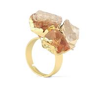 Verstellbare Offene Ringe Für Frauen,Verstellbarer Offener Damenring Europäische Persönlichkeit Drei Steine Citrin Offener Ring Verstellbar Geeignet Für Bankett, Muttertag, Geburtstagsgeschenk