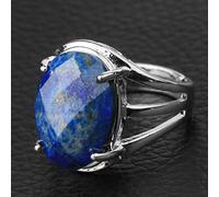 Verstellbare Offene Ringe Für Frauen,Verstellbarer Offener Damenring Stilvoller Offener Ring Mit Raute Aus Facettiertem Lapislazuli Aus Naturstein, Verstellbar. Geeignet Für Bankett, Party, Geburt