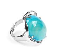 Verstellbare Offene Ringe Für Frauen,Verstellbarer Offener Ring Für Damen, Vintage, Oval, Gebogen, Naturstein, Blau Gestreifter Achat, Offener Ring, Verstellbar, Geeignet Für Bankett, Geburtstags