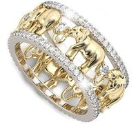 Verstellbare Ringe aus Sterlingsilber für Damen, glücklicher Elefant, 925er Sterlingsilber, 1,5 Karat, weißer Topas kubischer Zirkonring, Familieneinwanderungsring