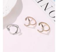 Verstellbare Ringe mit Stern und Mond, 18 Karat Gold/Silber/plattiert, Halbmond, Sterne, offener Ring, Schmuck für Damen