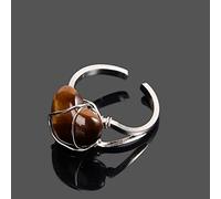 Verstellbare Ringe, stilvoll geformte Silber Wrap Energie verstellbare Ringe Herz Ring braun Naturstein offene Ringe Reiki Steine Edelstein Schmuck für Frauen Mädchen Hochzeit Schmuck Geschenk