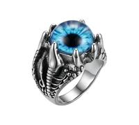 Verstellbarer Edelstahlring mit Drachenklauen-Motiv und blauem Auge - ein Statement-Ring im Gothic-Fantasy-Stil, perfekt für Biker, Cosplay und Mittelalter-Mode. Langlebig und unisex. |LK_0097_BDR