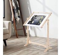 Verstellbarer Kreuzstich-Rahmen, klein, 360 Grad drehbar, Holz, Stickrahmen, stabiler Gobelinrahmen, Heimwerker-Werkzeug, mit PVC-Clip und Halterung, Rolle für Seidenmalerei Näharbeiten