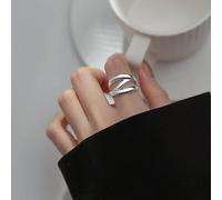 Verstellbarer Ring, S925 Sterling Silber Dreischichtiger Ring Verstellbare Ringe Durchbrochener Offener Ring Silber Daumenring Ewigkeitsring Hochzeit Charme Schmuck Geschenke Für Männer Mädchen D