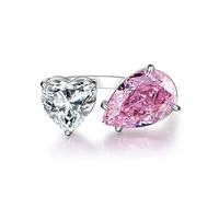 Verstellbarer Ring, Sterling Silber Ringe Frauen 925 Tropfenform Zirkon Rosa Verstellbare Ringe Liebe Herz Zirkon Verstellbare Sterling Kleid Ringe Verlobungsring Mädchen Ewigkeitsringe