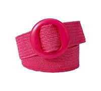 Verstellbarer Schnallengürtel für Damen, elastisches Band, gewebt, geflochten, breiter Gürtel, Farbe Stroh, Vintage, Rosenrot, Einheitsgröße