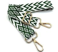 Verstellbarer Schultergurt Tasche Grün und weiß, Taschengurte zum Wechseln, Taschengurt Breit mit Karabiner Gold, 80-130 cm Schulterriemen für Damen Schultertaschen, Moderne Handtasche, 3.8cm, 06