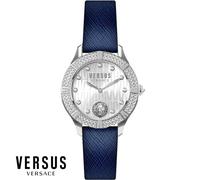 Versus by Versace VSP261219 Canton Road silber blau Leder Armband Uhr Damen NEU