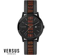 Versus by Versace VSPHN0120 Barbes schwarz grau orange Leder Herren Uhr NEW