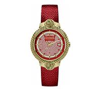 Versus Versace Mouffetard Crystal Dial Collection Luxuriöse Damenuhr mit rotem Armband und Zifferblatt mit goldfarbenem Gehäuse, Rot/Ausflug, einfarbig (Getaway Solids), OS, Versus Versace