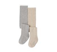 Vertbaudet 2er-Pack Mädchen Baby Strumpfhosen Ajourstrick beige+grau meliert 23/26