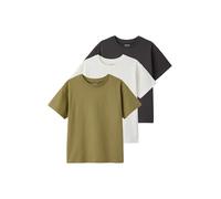 Vertbaudet 3er-Pack Jungen T-Shirts Basic Uni olivgrün 128