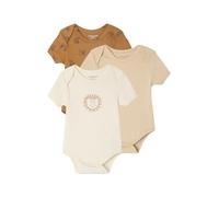 Vertbaudet Bio-Kollektion: 3er-Pack Baby Bodys mit kurzen Ärmeln, Safari-Motive camel 92/98