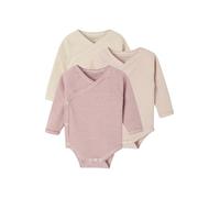 Vertbaudet Bio-Kollektion: 3er-Pack gestreifte Baby Wickelbodys rosa 50