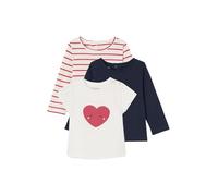 Vertbaudet Bio-Kollektion: 3er-Pack Mädchen Shirts Basic, Langarm & Kurzarm rot gestreift 62