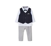 Vertbaudet Festliches Jungen Baby-Set: Hemd, Hose, Weste & Fliege blau/nachtblau/grau 80