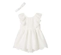 Vertbaudet Festliches Mädchen Baby-Set: Kleid, Spielhose & Haarband wollweiß 86