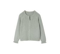 Vertbaudet Flauschige Mädchen Strickjacke mit Ajourmuster salbeigrün 110
