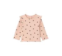 Vertbaudet Geripptes Mädchen Baby Shirt mit Volantärmeln, Bio-Baumwolle pudrig rosa 68